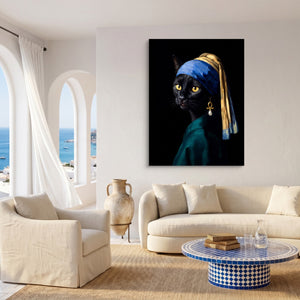 Cat with a Pearl Earring — cat with a pearl earring sq coast living room 1port flush print