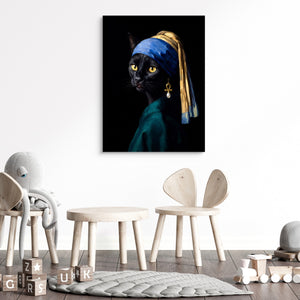 Cat with a Pearl Earring — cat with a pearl earring sq kids room 1 1port flush print