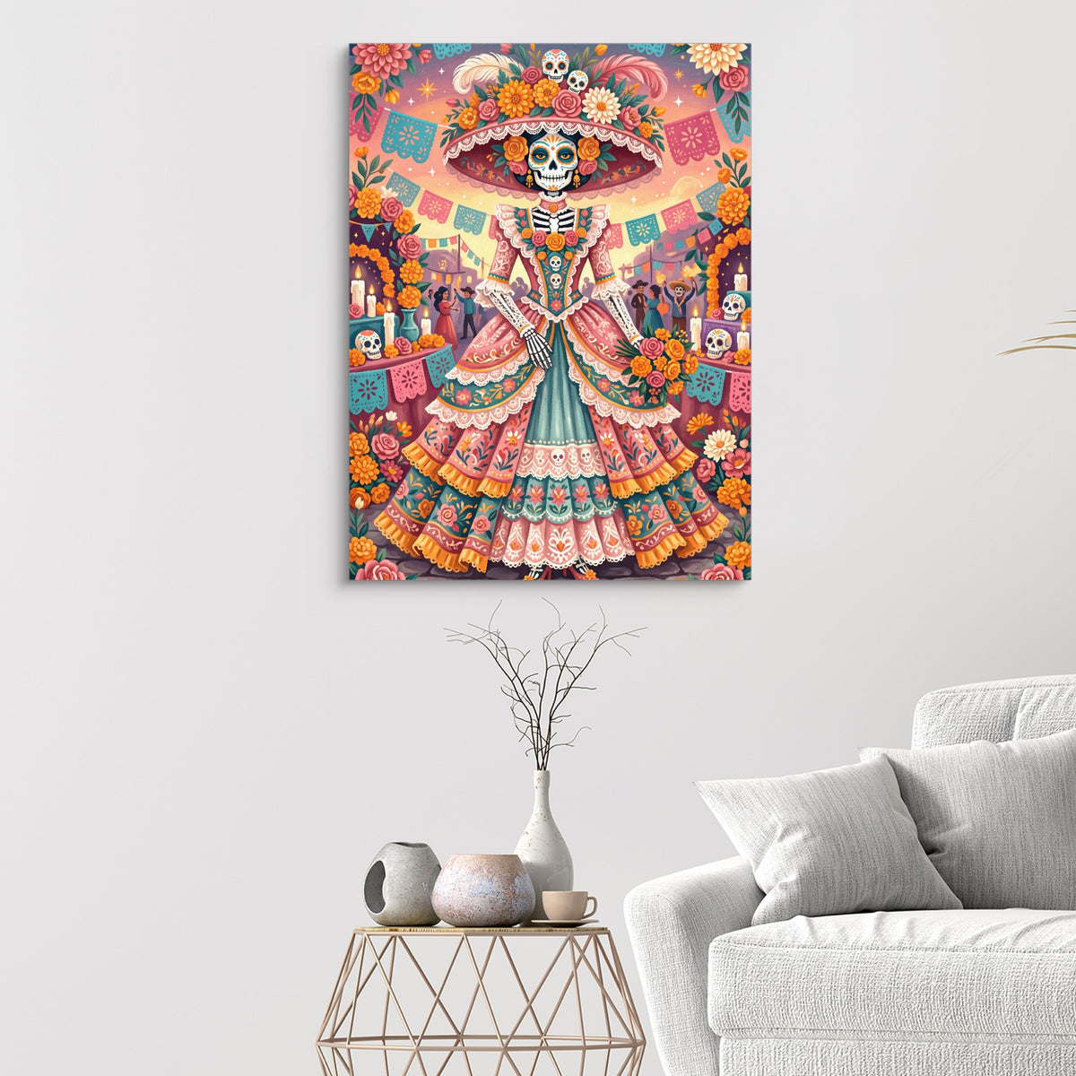 Catrina Festive Bloom — catrina festive bloom sq white walls 1port flush print