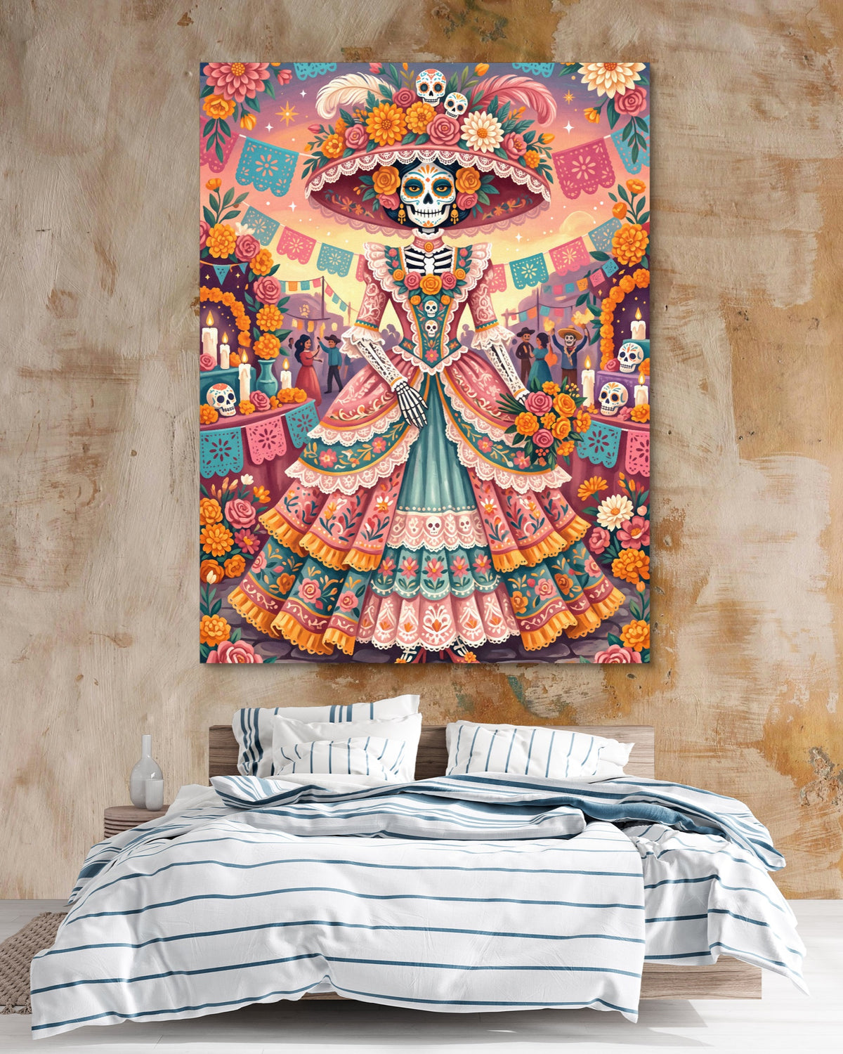 Catrina Festive Bloom — catrina festive bloom psd clay beige bedroom 1port flush print