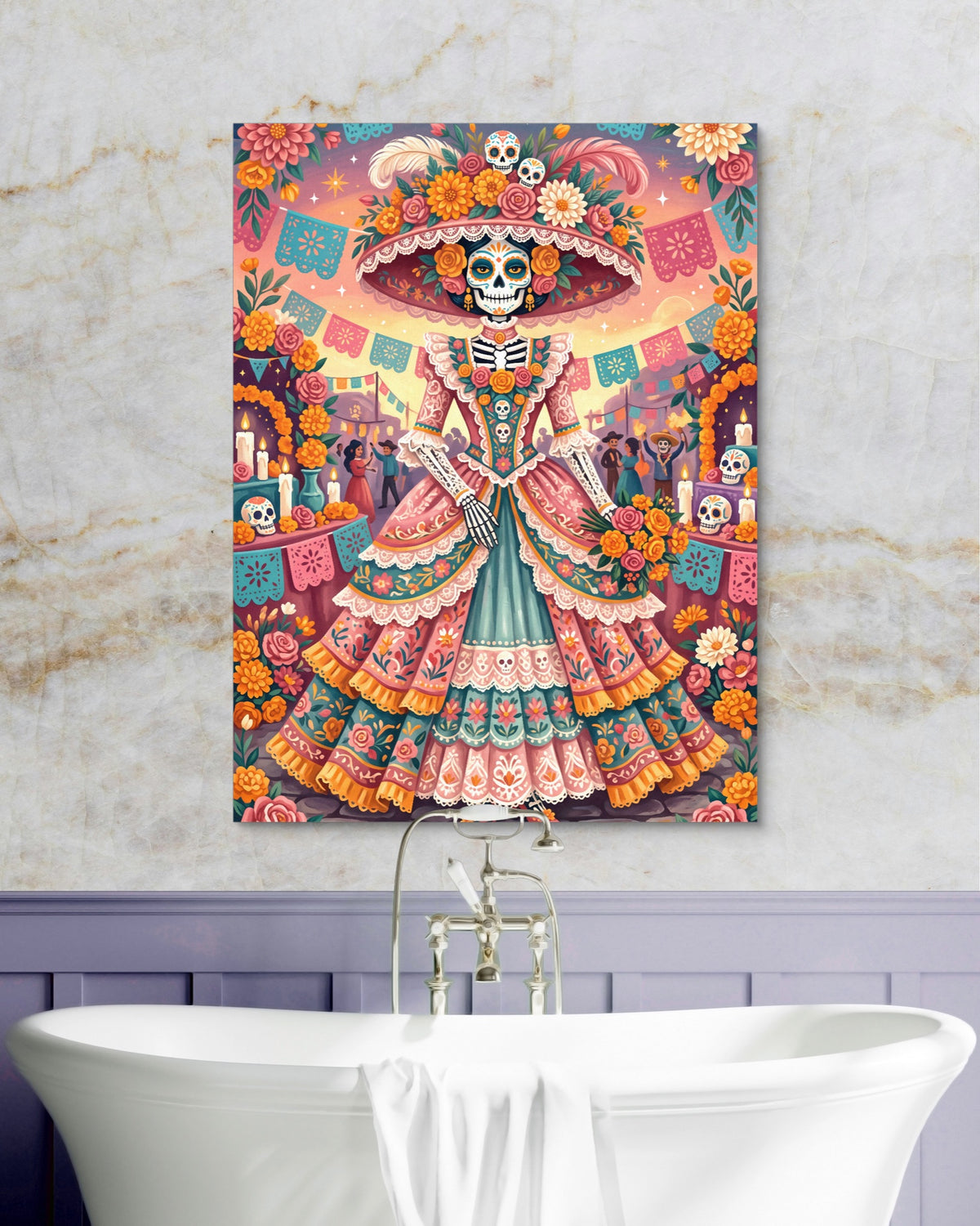 Catrina Festive Bloom — catrina festive bloom psd marble purple bath 1port flush print