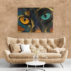 Cats Amber Teal - Luxury Wall Art