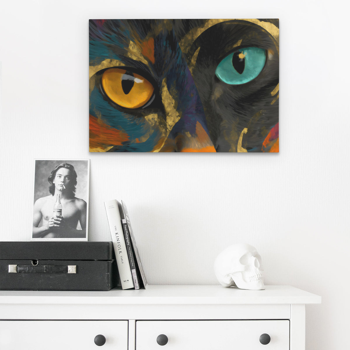Cats Amber Teal - Luxury Wall Art