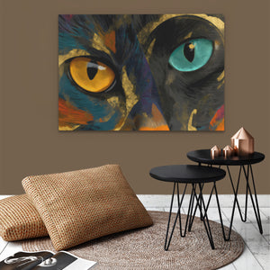Cats Amber Teal - Luxury Wall Art