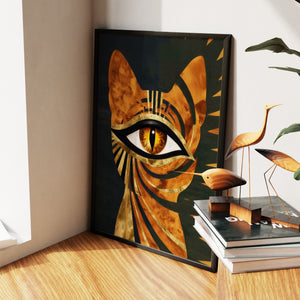 Cat's Ancient Fire - Luxury Wall Art