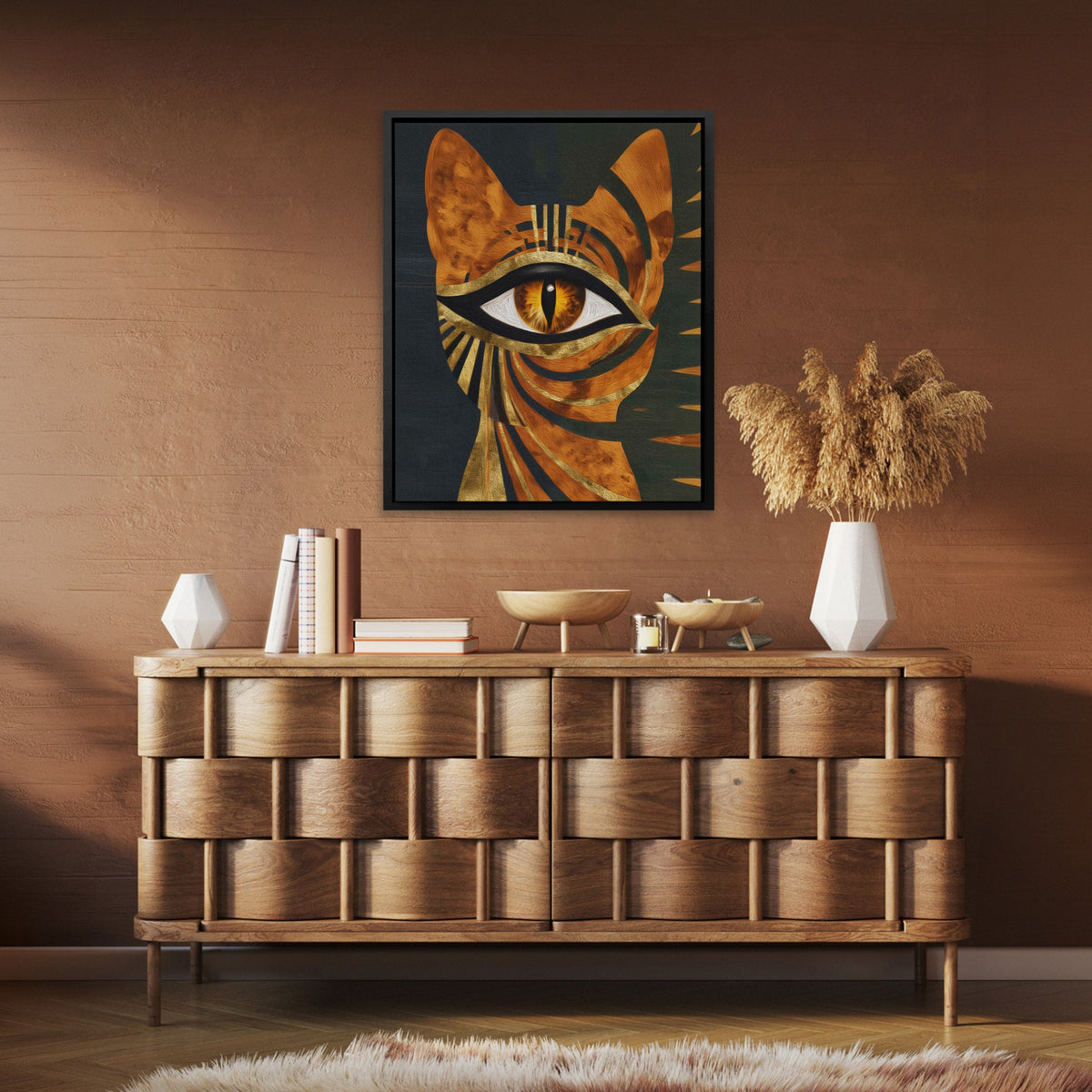 Cat's Ancient Fire - Luxury Wall Art