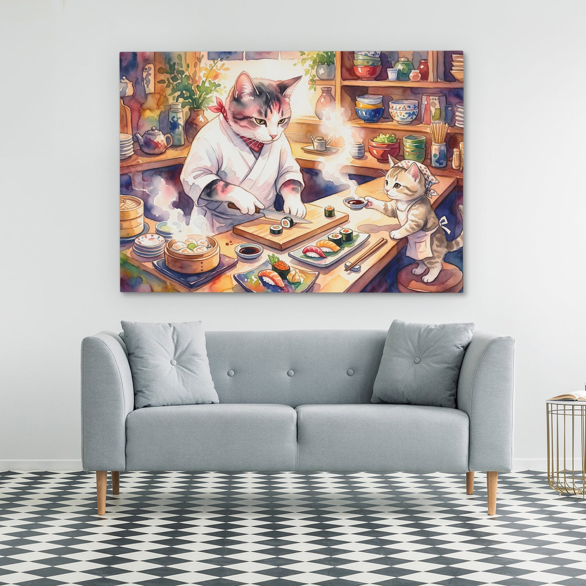 Cats Culinary Moment — Cats Culinary Moment Checkered Floor 46