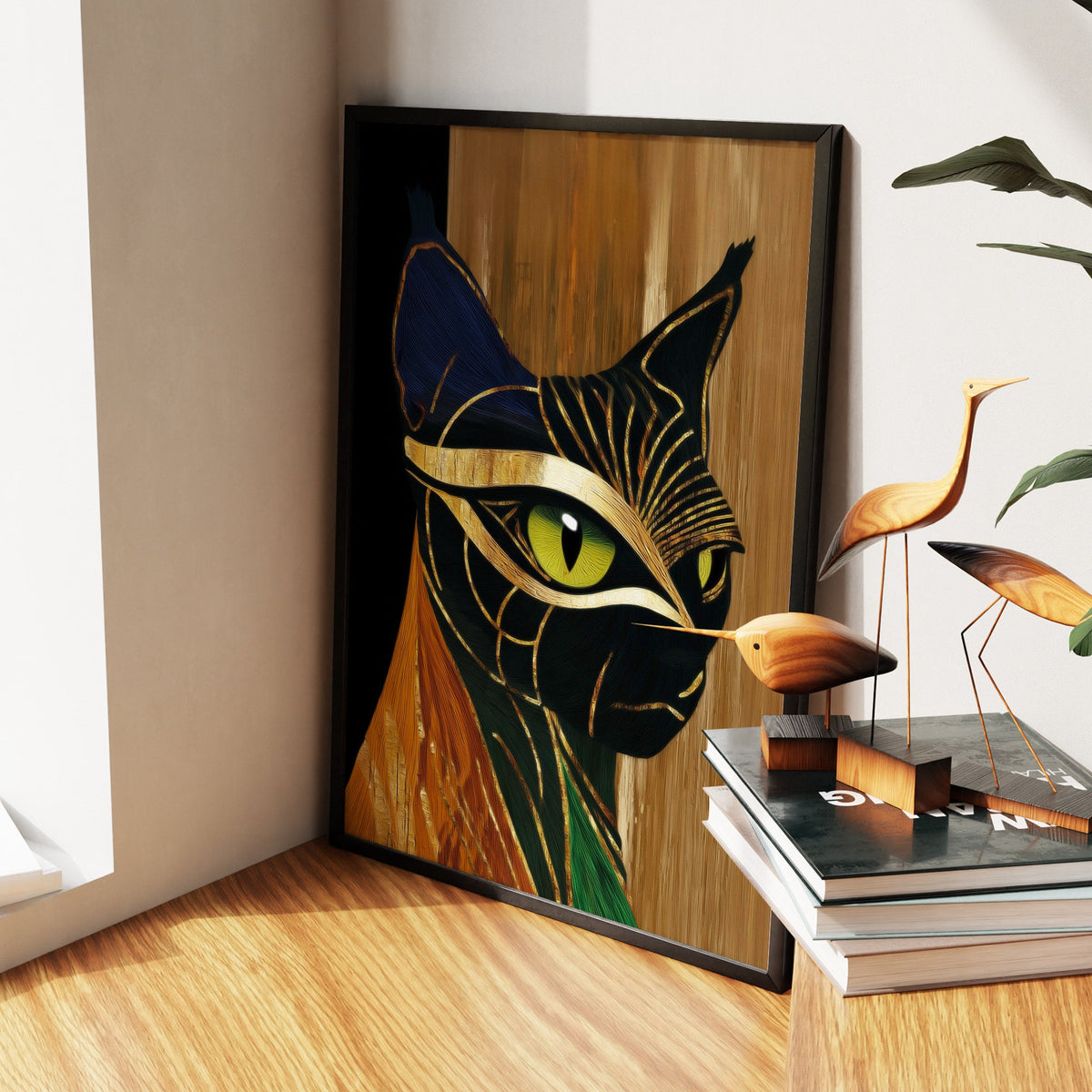 Cat's Emerald Vision - Luxury Wall Art