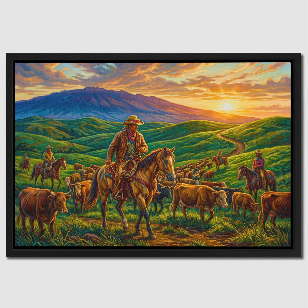 Cattle Herding Sunset — Cattle Herding Sunset Close Up Landscape 63