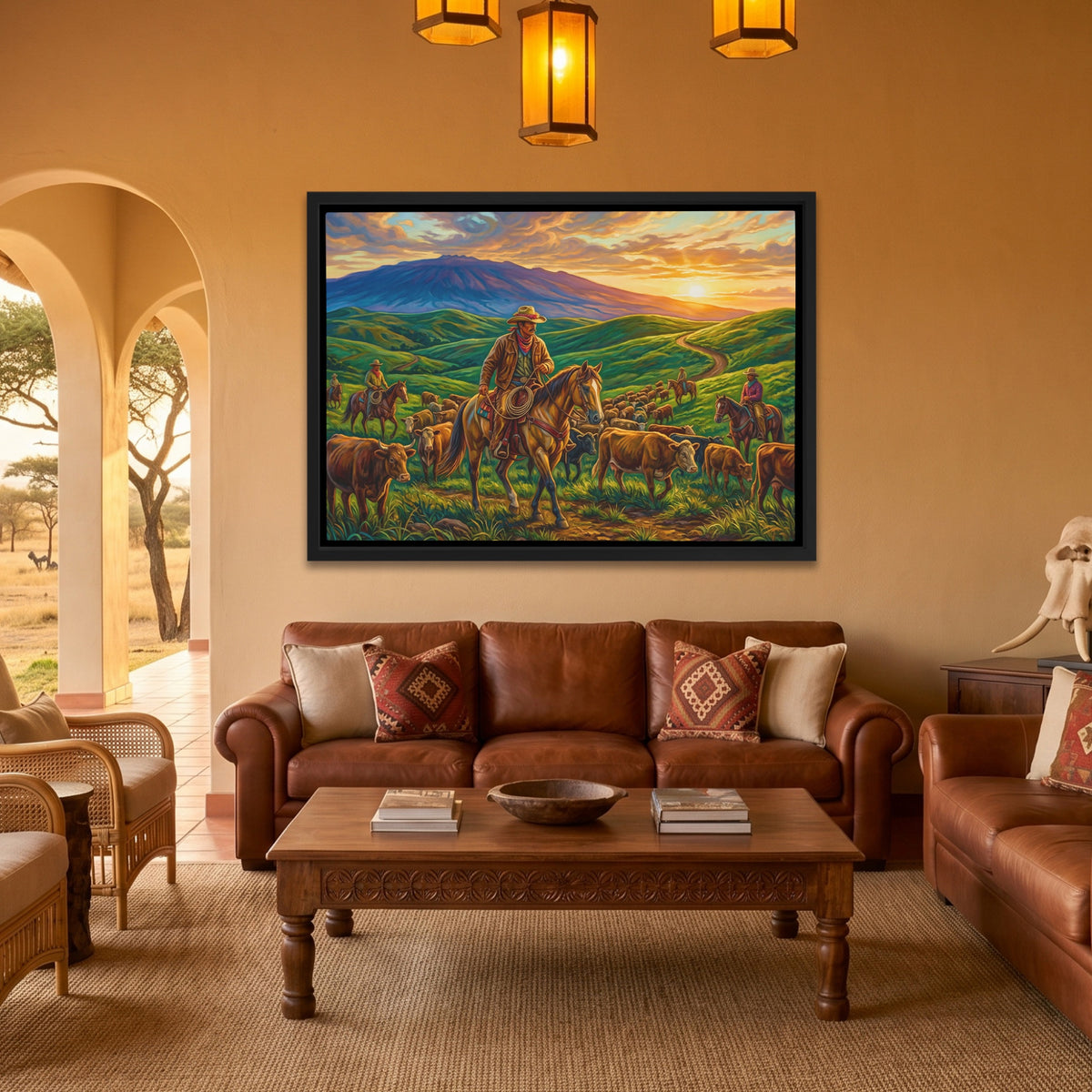 Cattle Herding Sunset — Cattle Herding Sunset Safari House Land 159