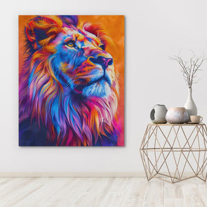 a painting of a lion on a wall