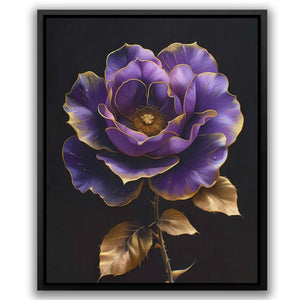 a painting of a purple flower on a black background