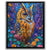 a painting of an owl in a field of flowers