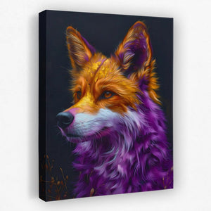 a painting of a red fox on a black background