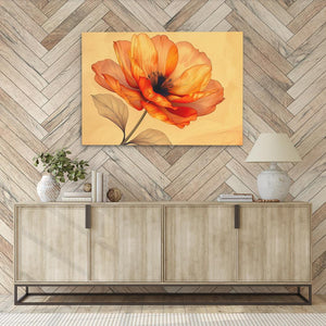 a painting of a flower on a wall