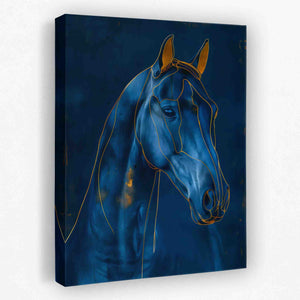 a painting of a blue horse on a blue background