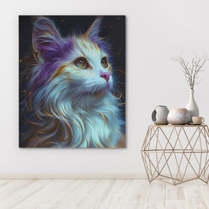 a painting of a cat on a wall