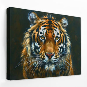 a painting of a tiger on a black background