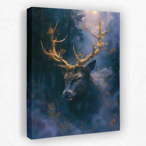 a painting of a deer with antlers on it's head