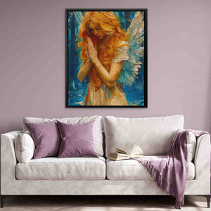 a painting of a woman with angel wings