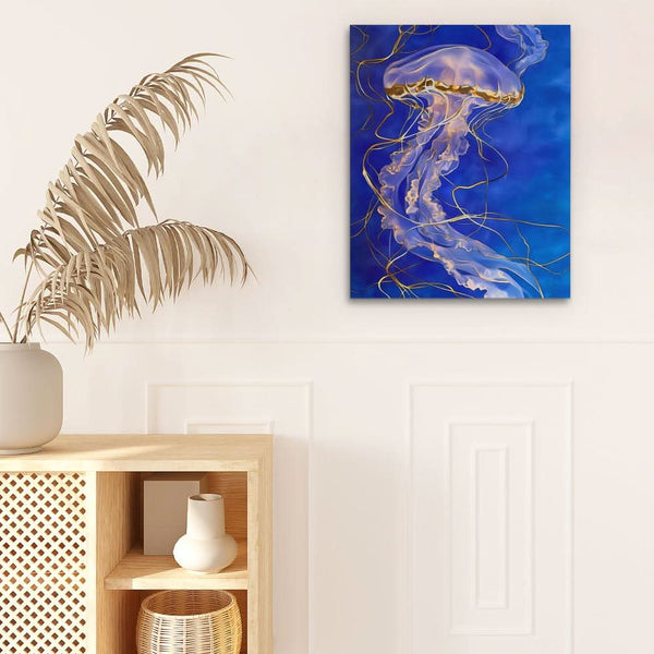 Celestial Blue Jellyfish in a room