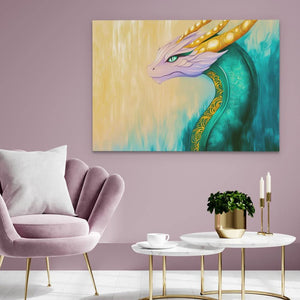 Celestial Guardian Dragon - Gold Wall Art