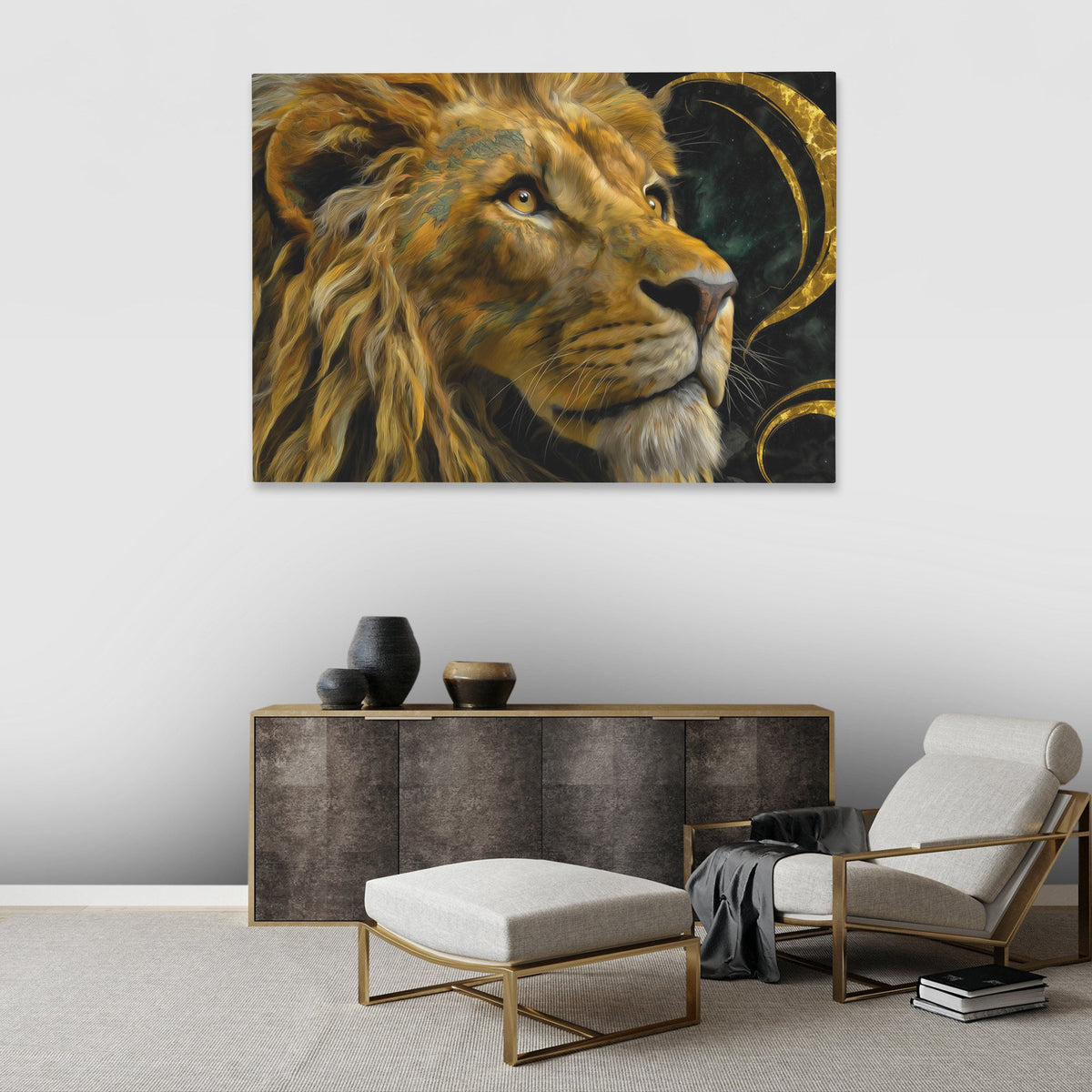 Celestial Lion Crown - Luxury Wall Art