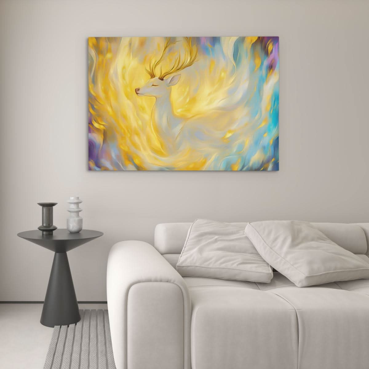 Celestial Stag - Pastel Wall Art for Meditation Room