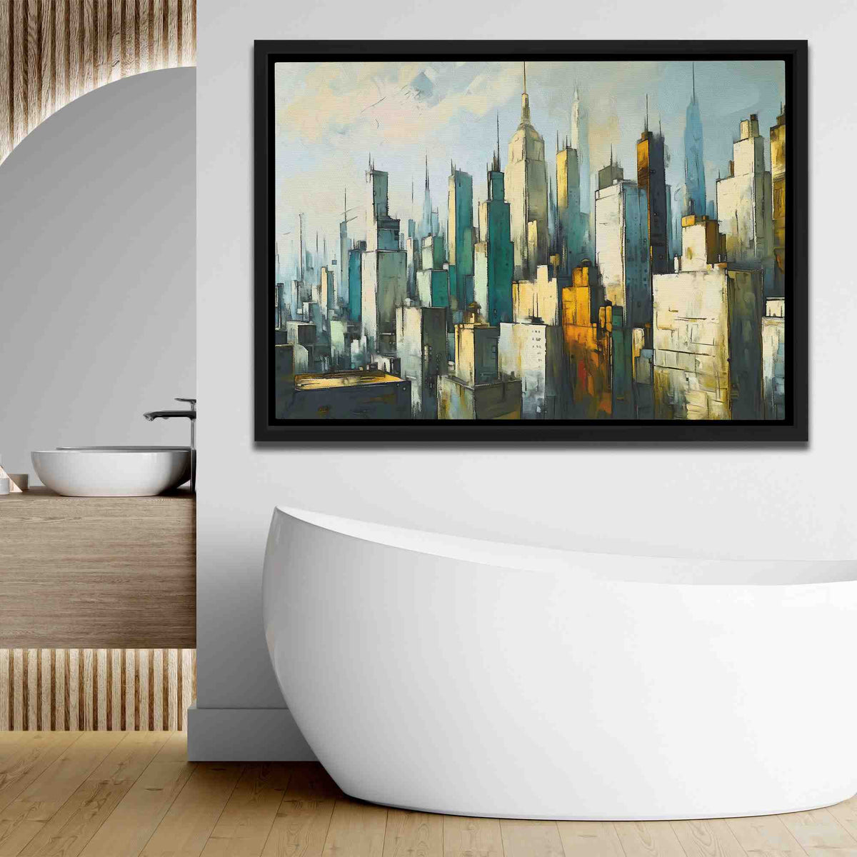 Cement Jungle - Abstract Wall Art in Black Frame