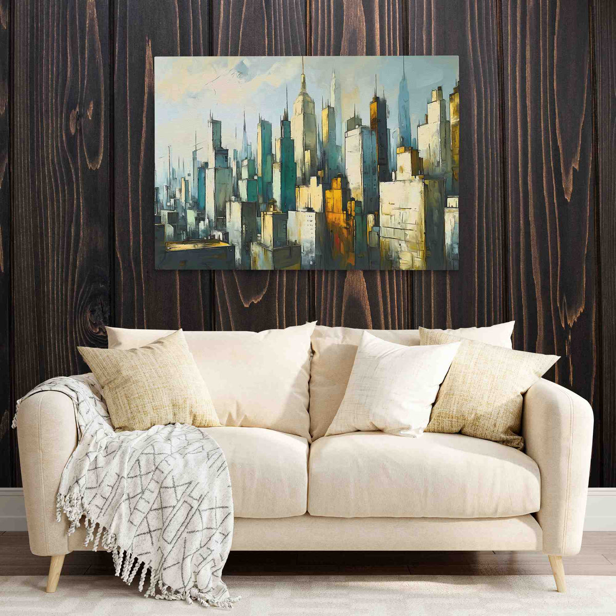 Cement Jungle - Abstract Green Canvas Wall Art