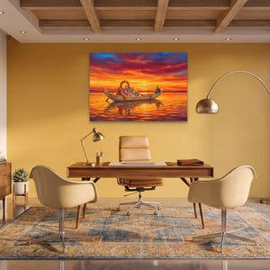 Ceremonial Boat Sunset - Luxury Wall Art