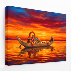 Ceremonial Boat Sunset - Luxury Wall Art