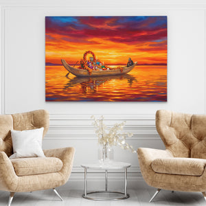Ceremonial Boat Sunset — Ceremonial Boat Sunset brown chairs land 235