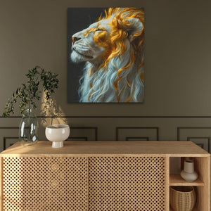 a painting of a lion on a wall