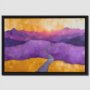 a painting of a purple and yellow landscape