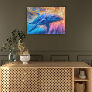 a painting of a dolphin on a wall