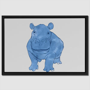 a picture of a blue hippo on a white background