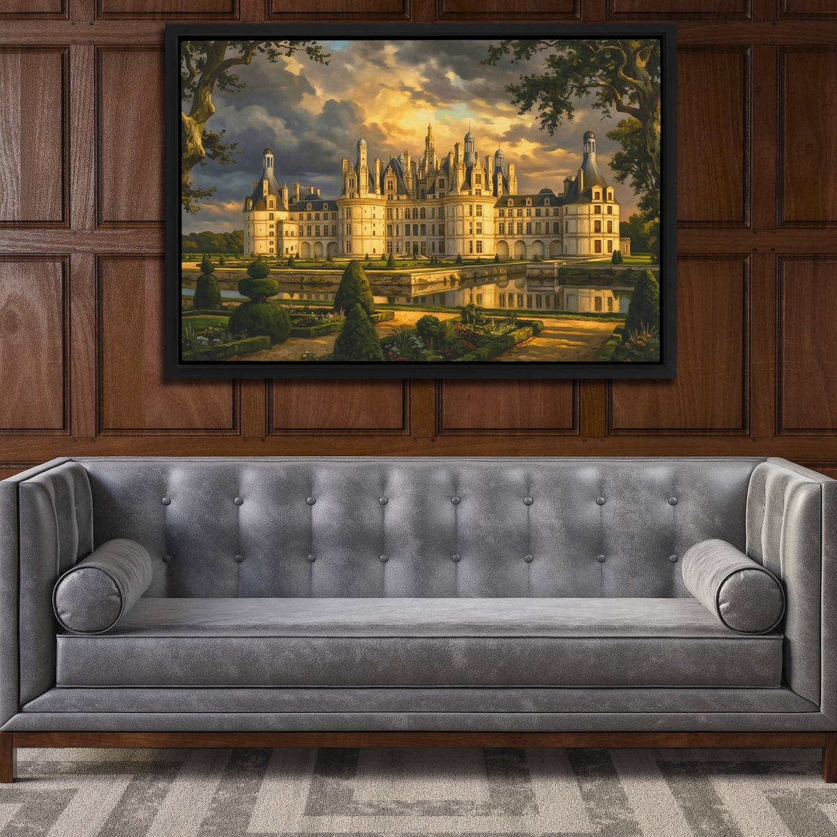 Chambord Castle Twilight Reflection - Luxury Wall Art