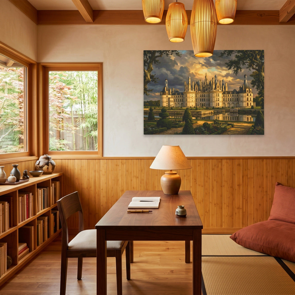 Chambord Castle Twilight Reflection - Luxury Wall Art