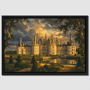 Chambord Castle Twilight Reflection - Luxury Wall Art