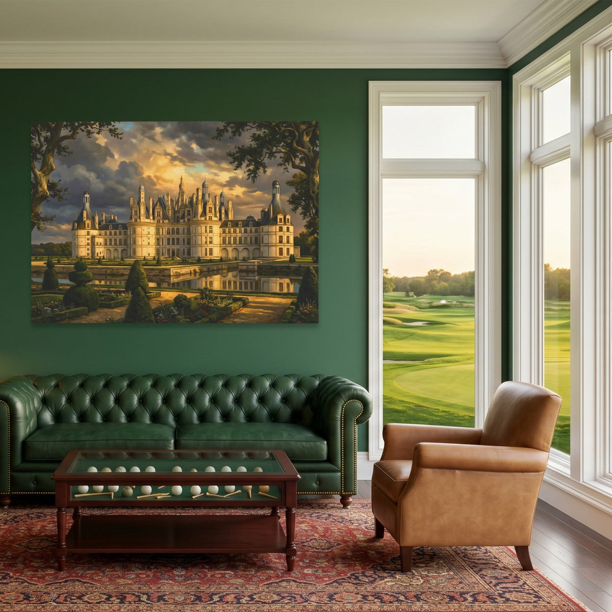Chambord Castle Twilight Reflection - Luxury Wall Art