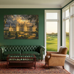 Chambord Castle Twilight Reflection - Luxury Wall Art