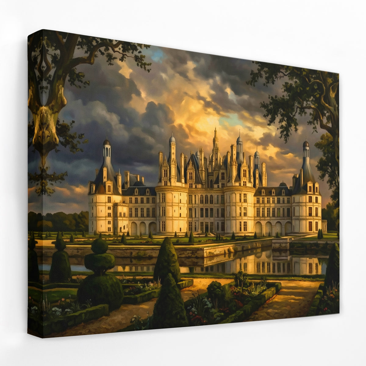 Chambord Castle Twilight Reflection — Chambord Castle Twilight Reflection Landscape   Side View   Mirror Wrap 140