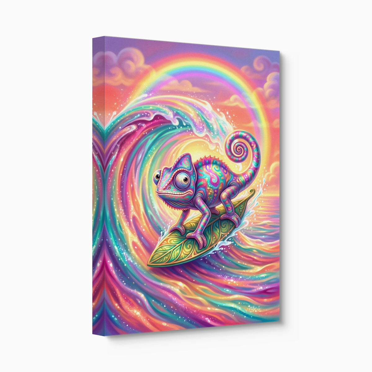 Chameleon's Rainbow Wave — chameleon's rainbow wave angled flush print