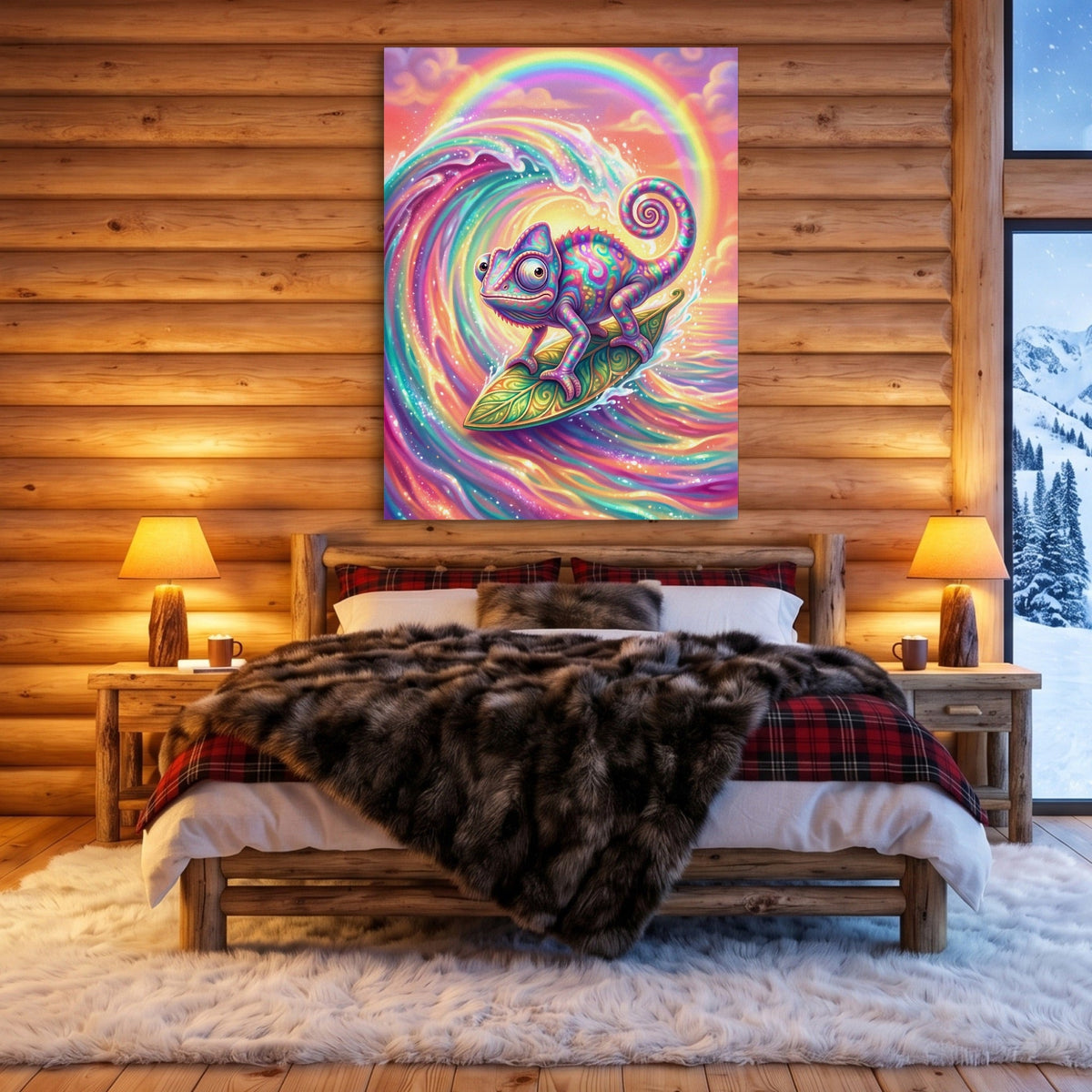 Chameleon's Rainbow Wave - Luxury Wall Art