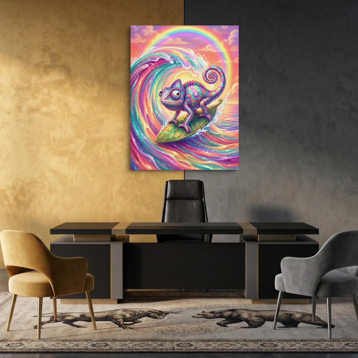 Chameleon's Rainbow Wave - Luxury Wall Art