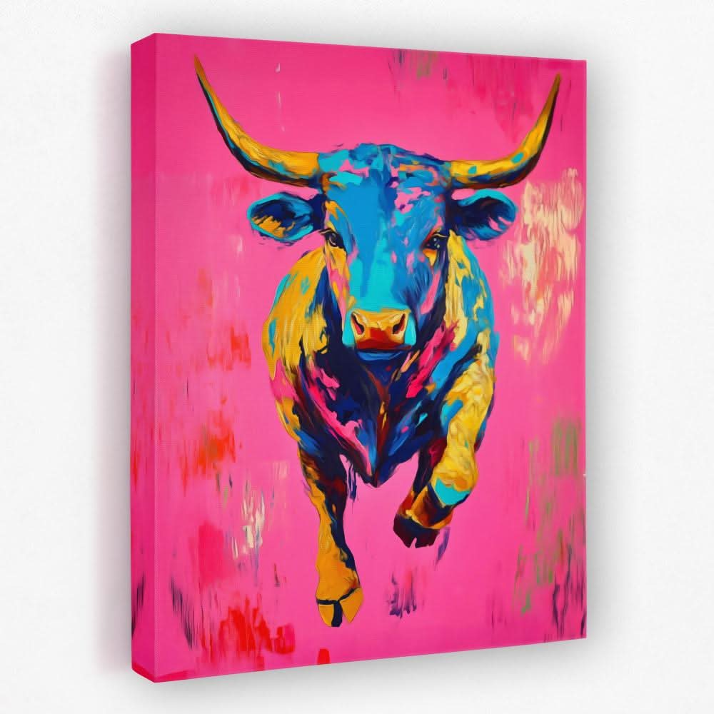 Charging Electric Bull - Bull Canvas Wall Art