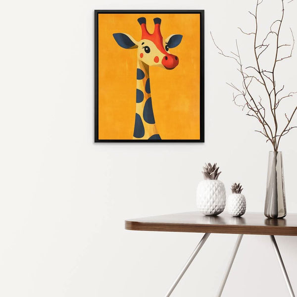 Cheerful Cartoon Giraffe in a room
