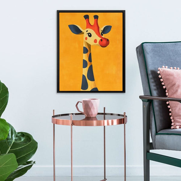 Cheerful Cartoon Giraffe in a room