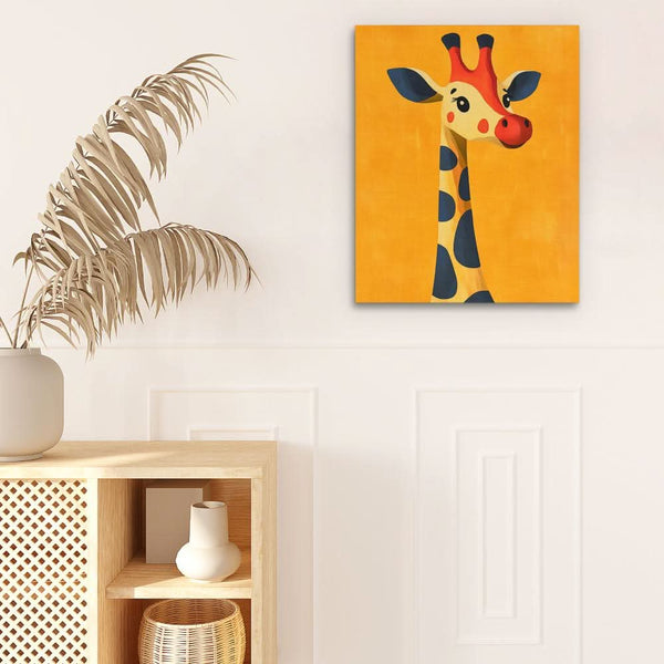 Cheerful Cartoon Giraffe in a room